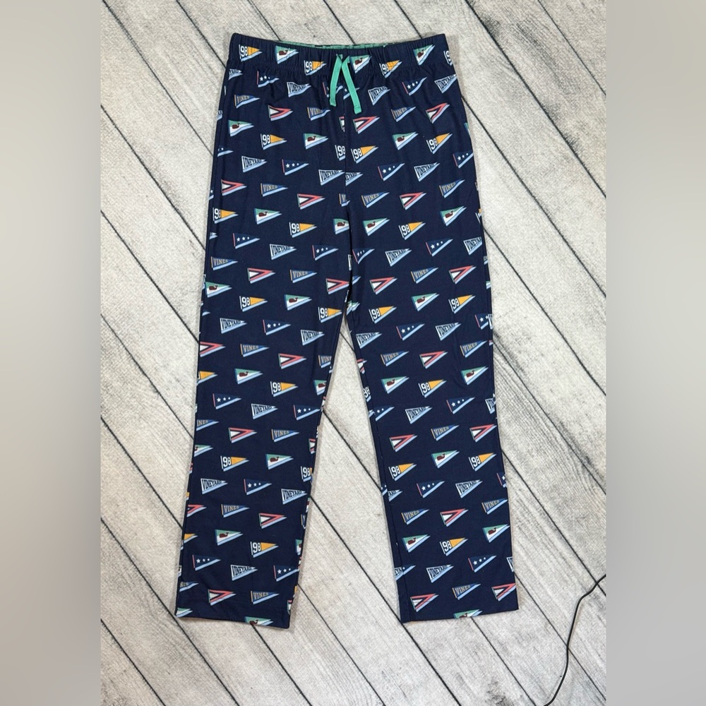 Vineyard Vines Boys PJ Pants, Sz 14, Navy w/ Boat Flags, EUC!